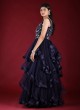 Multi Layered Designer Gown In Navy Blue Color